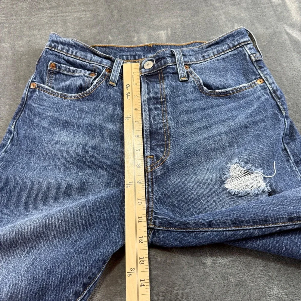 Levis 501 S‎ Skinny Mens Blue Distressed Button Fly Jeans W29 L32 29502-0242